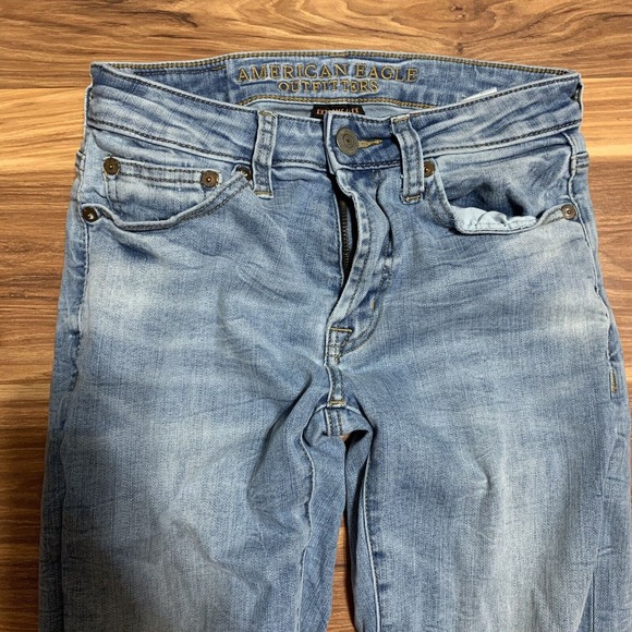 American Eagle Women’s Extreme Flex Slim Straight Leg Distressed Jeans 26x28 - Picture 4 of 9